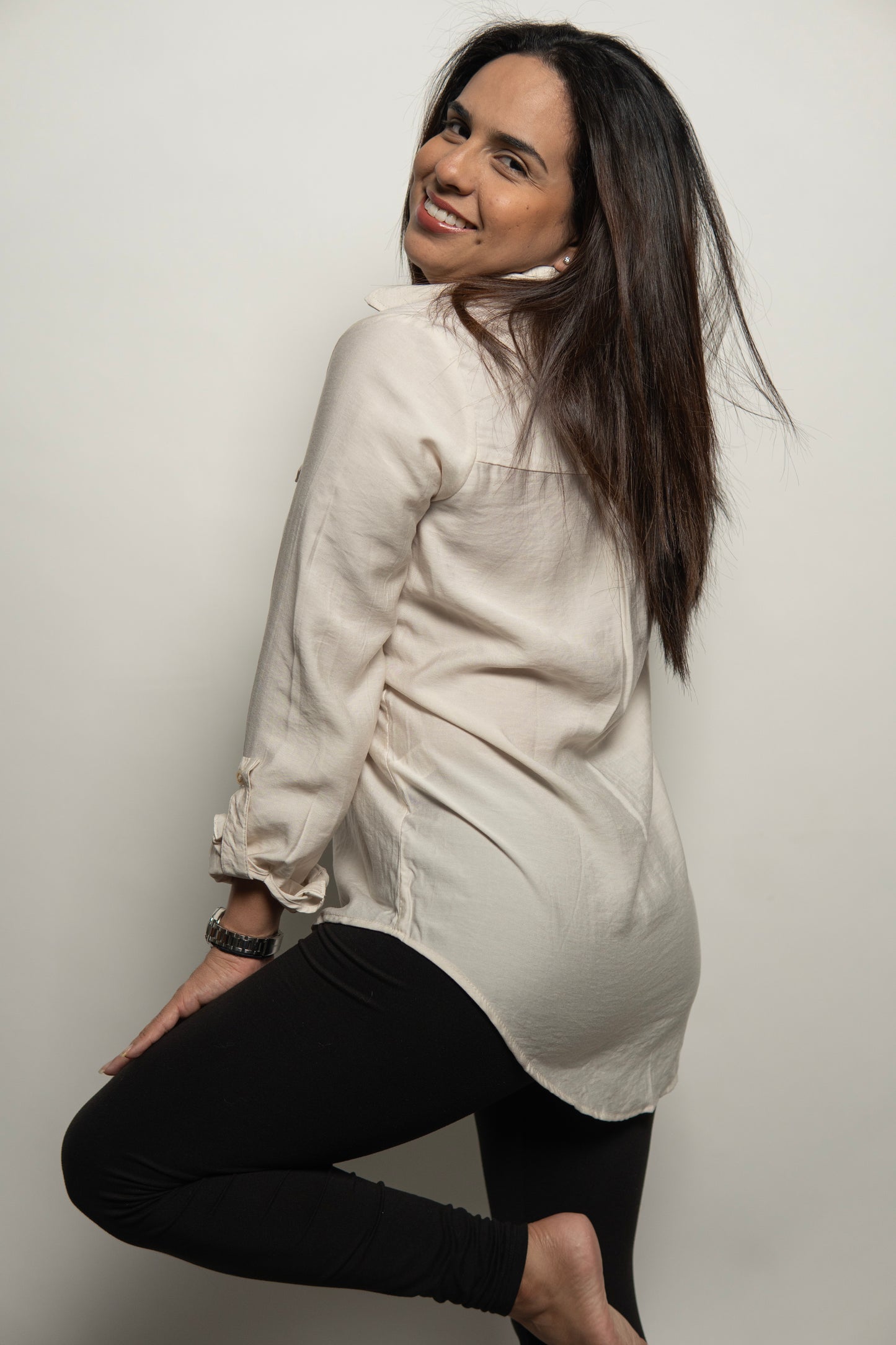 Effortlessly Stylish Beige Button-Down Shirt