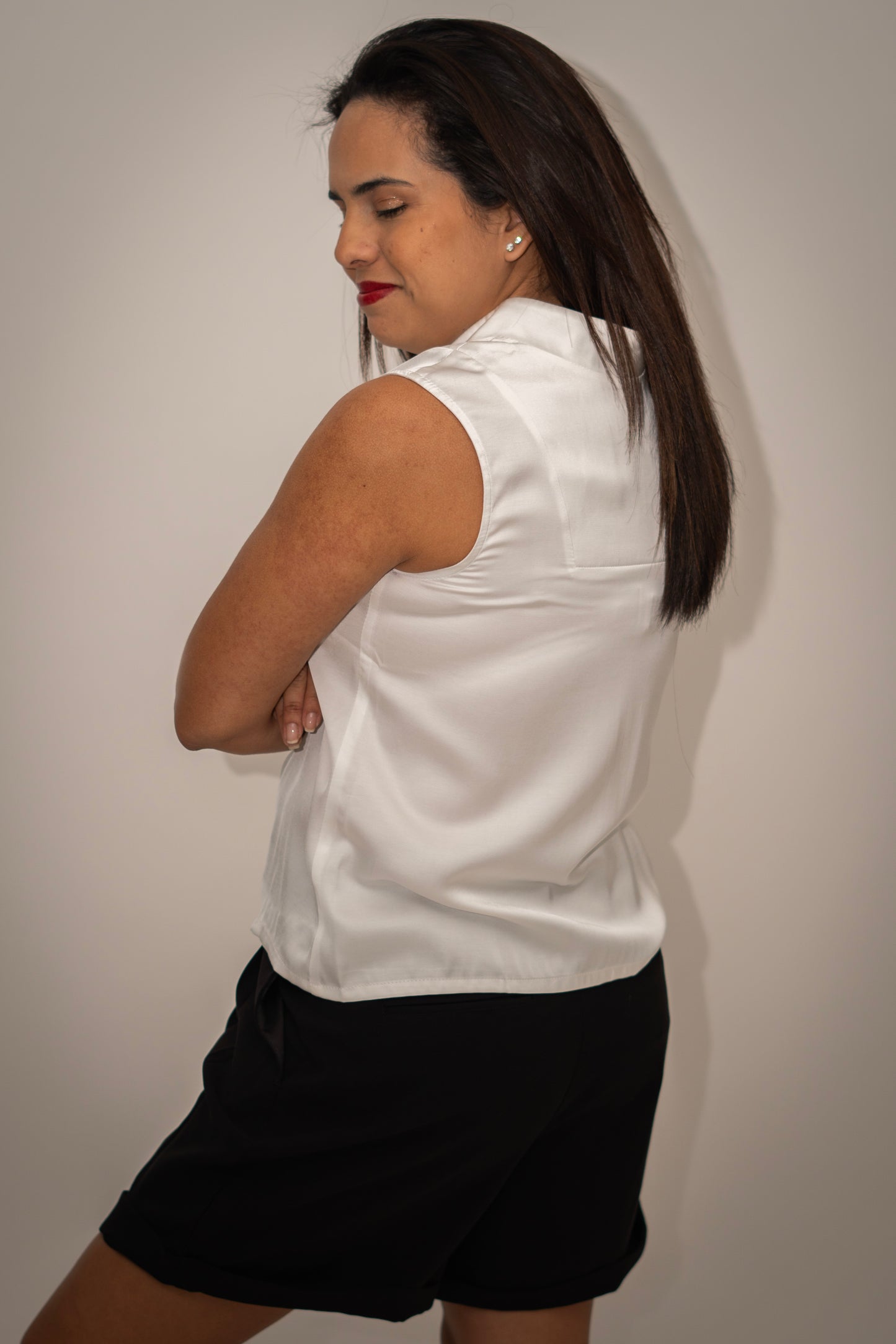 White Whisper High Neck Blouse