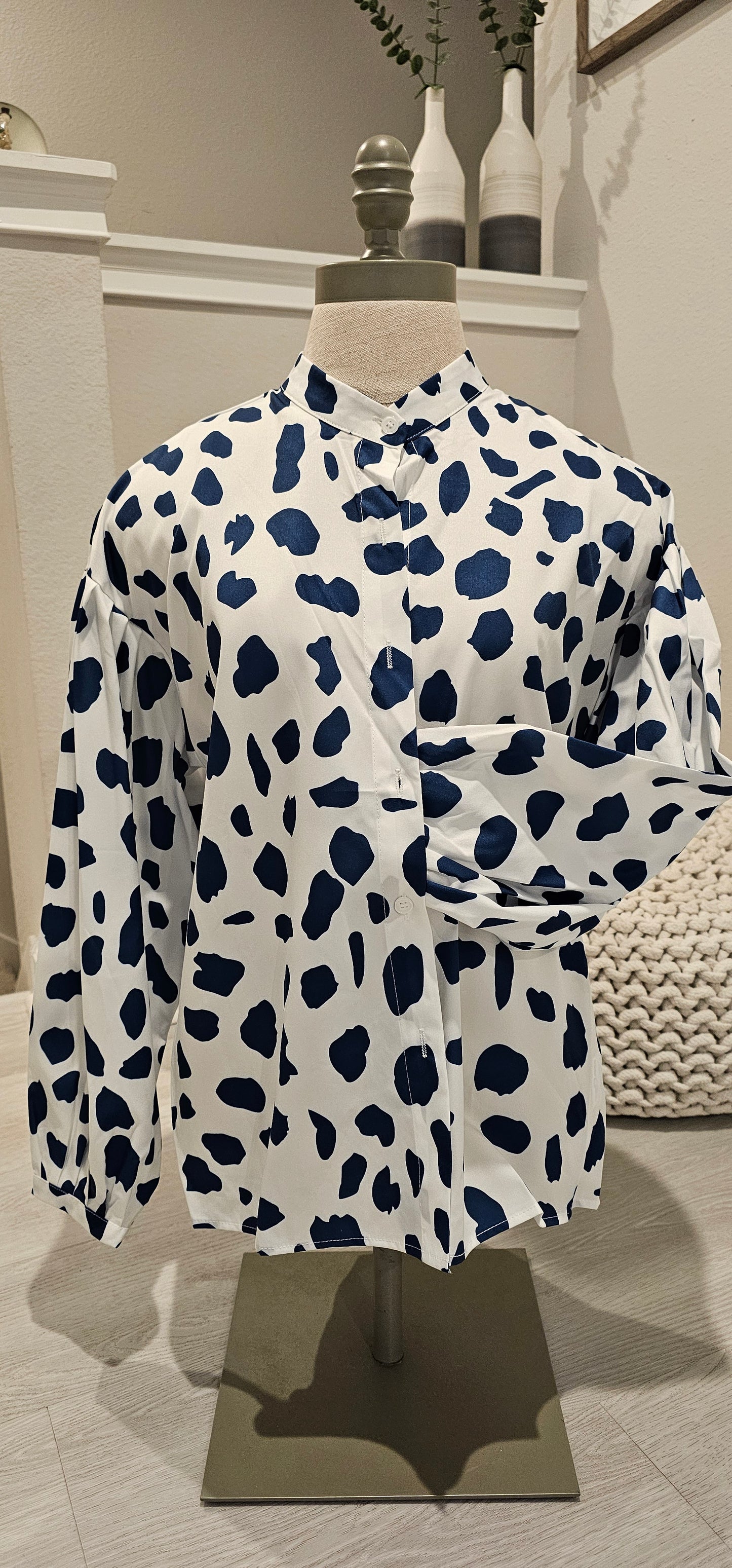 Loose Puff Sleeves Polka Dot
