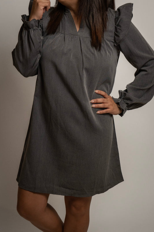 Ruffle Edge Long Sleeve Dress