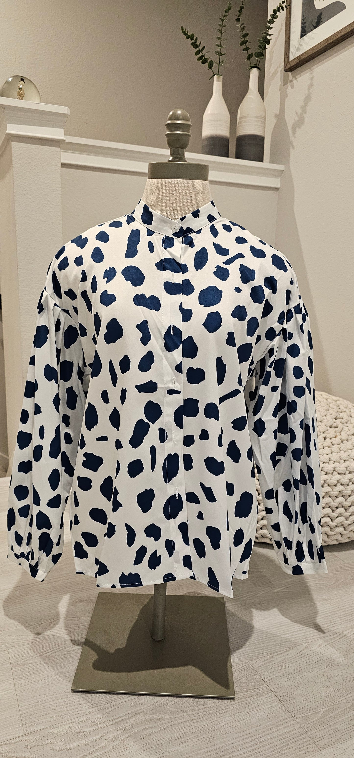 Loose Puff Sleeves Polka Dot