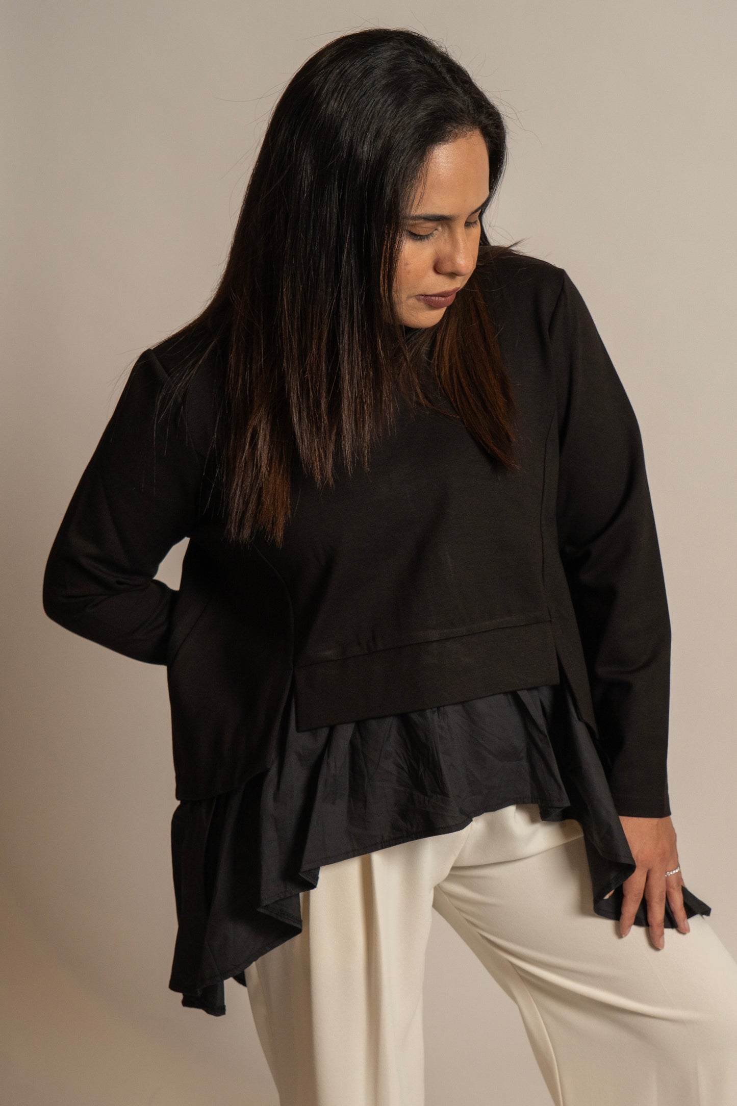 Black Fashion Split Top