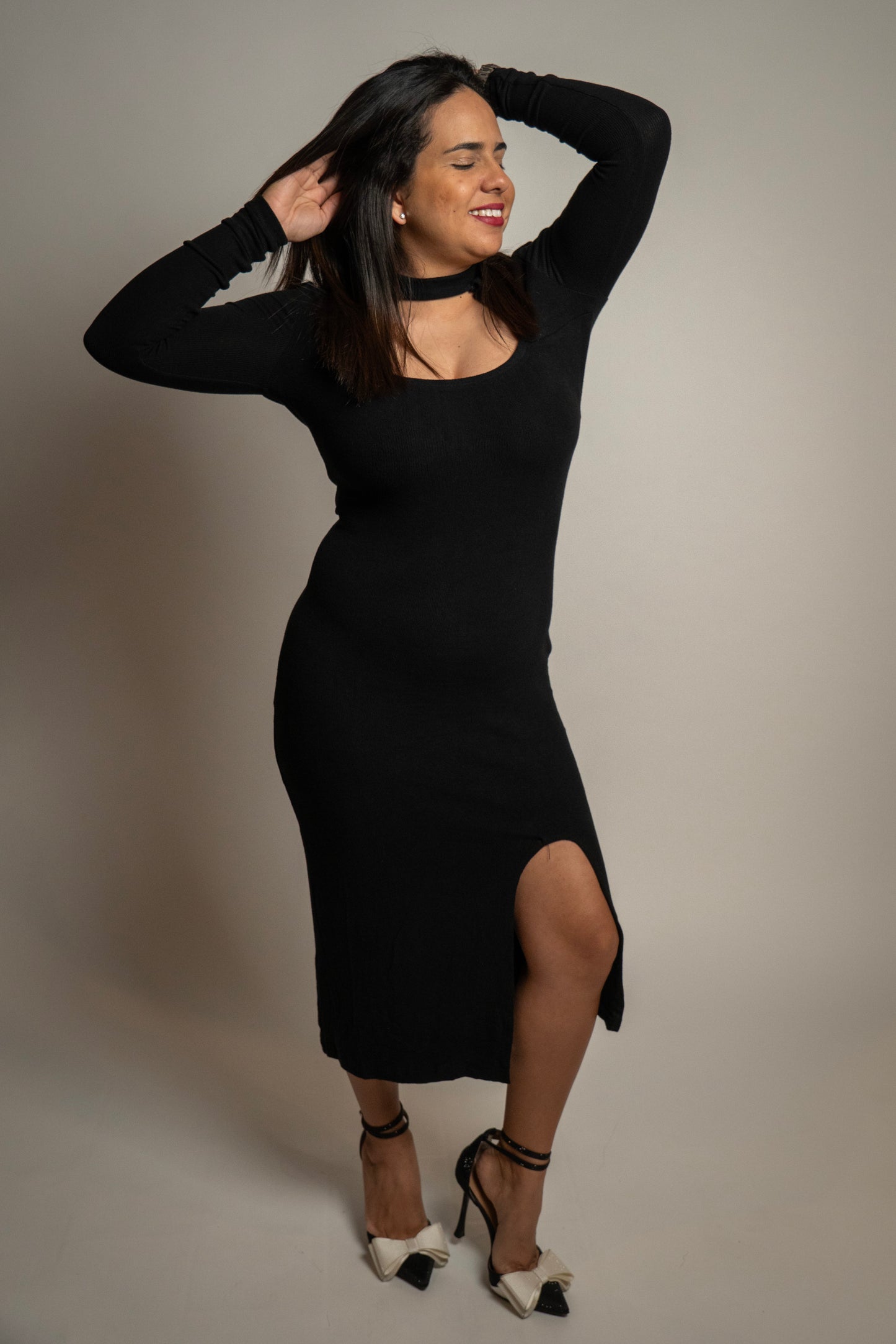 Black Knit Cut Dress