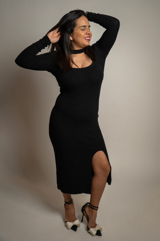 Black Knit Cut Dress