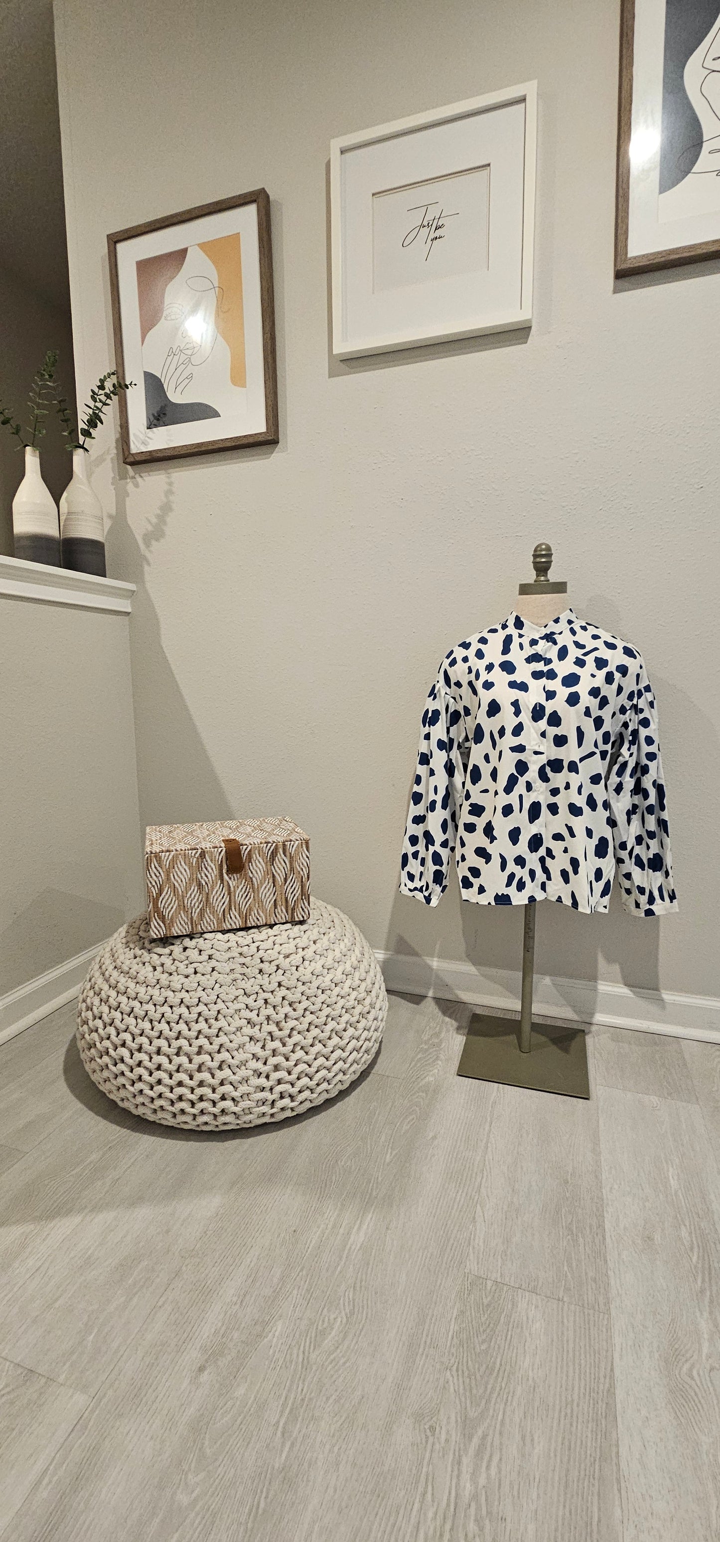 Loose Puff Sleeves Polka Dot