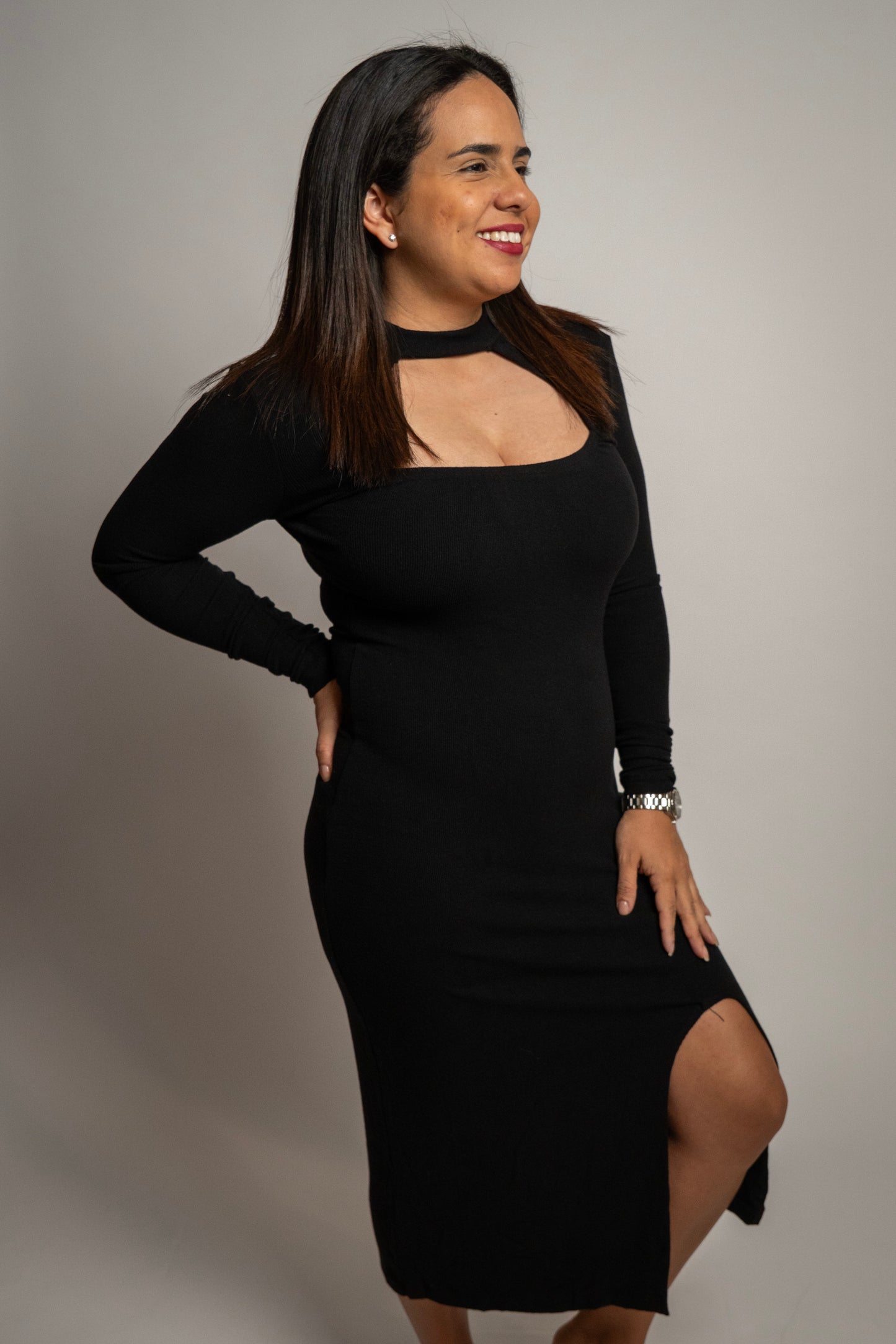 Black Knit Cut Dress