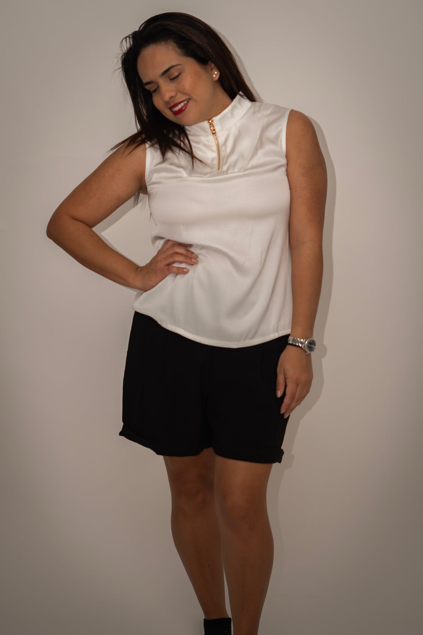 White Whisper High Neck Blouse