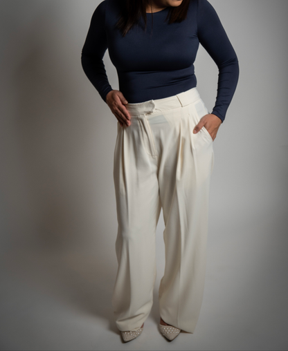 White Pleated Dress Pants