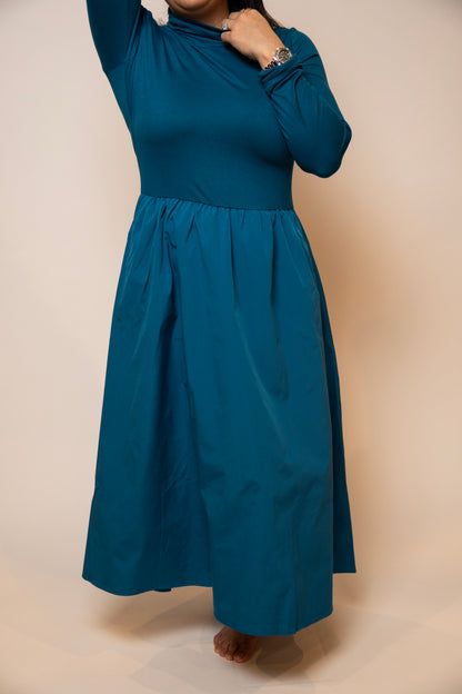 Mock Neck Long Sleeve Maxi Dress