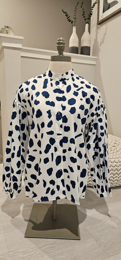 Loose Puff Sleeves Polka Dot