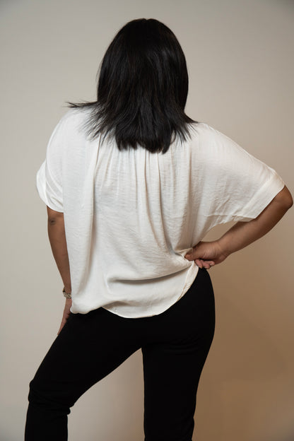 Black Short Sleeve with Front Bib Detail