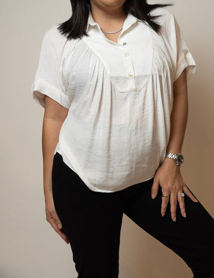 Black Short Sleeve with Front Bib Detail