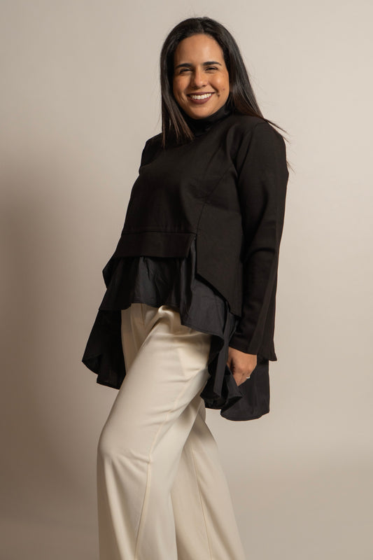 Black Fashion Split Top